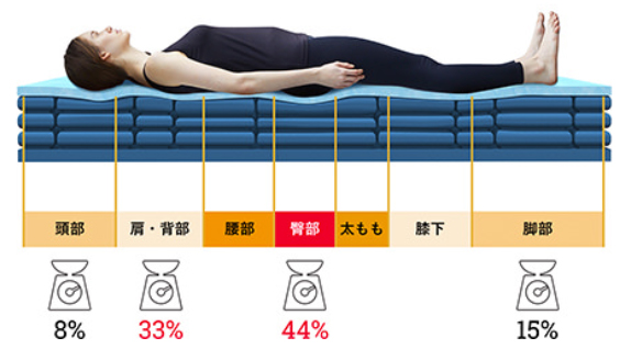 セブンゾーン設計で優れた体圧分散性